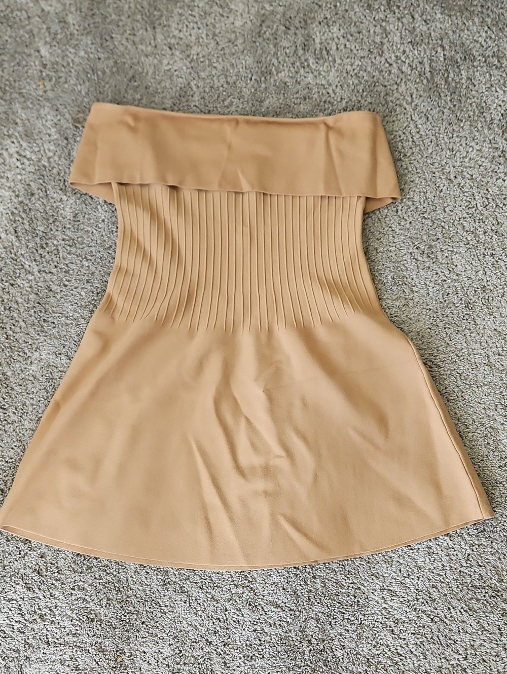 STAUD Strapless Beige Fit-and-Flare Dress Xl